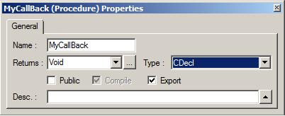 Calling DLL functions with CDECL callback function parameters