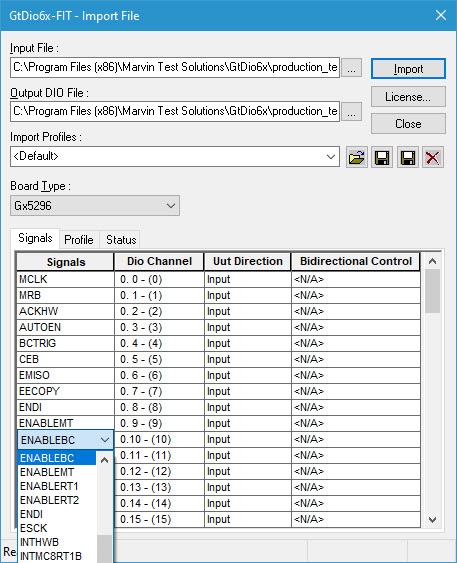 EVCD File Import Dialog